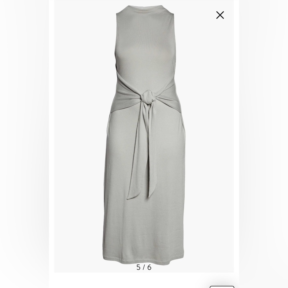 Vince Gray Tie-Front Maxi Sleeveless Dress